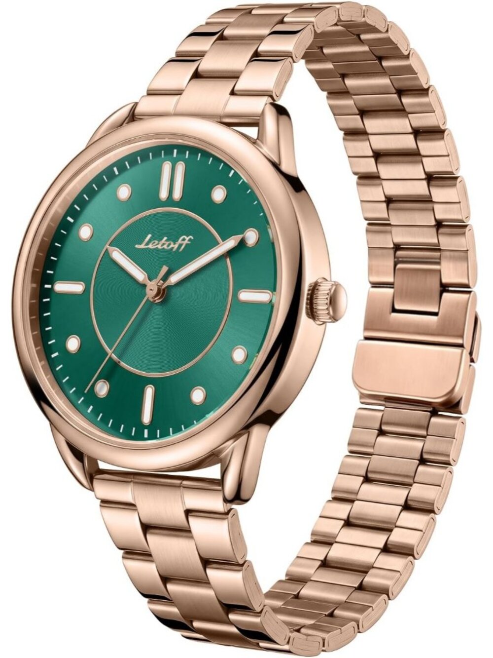 Women's Green Rose Gold Stainless Steel Magnetic Adjustment Band Wrist Watches